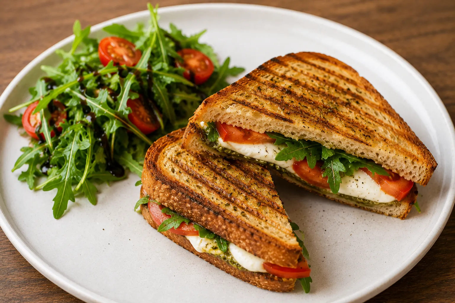 Grilované panini s mozzarellou a salátem