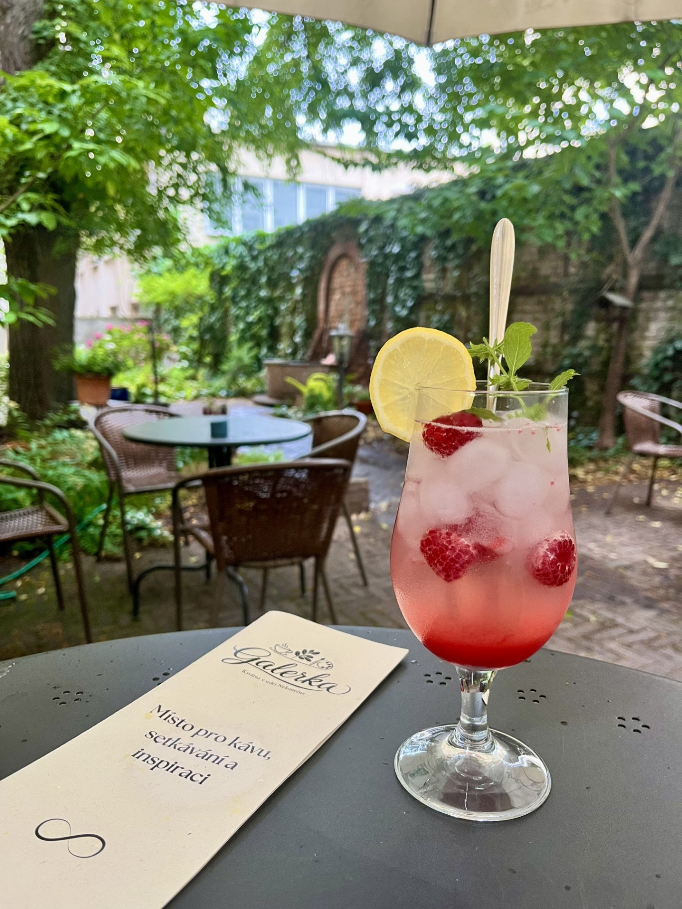 Malinová limonáda s menu Galerky